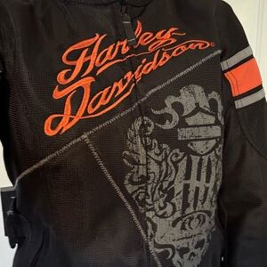 Sold—Harley-Davidson Black Jacket with Orange Details
